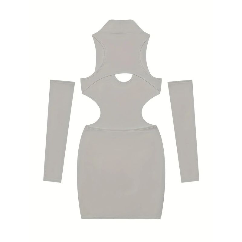 Hollow out Sexy Hip Hugging Dress Hollow out Hanging Neck Sexy Sheath Jumpsuit Short dress