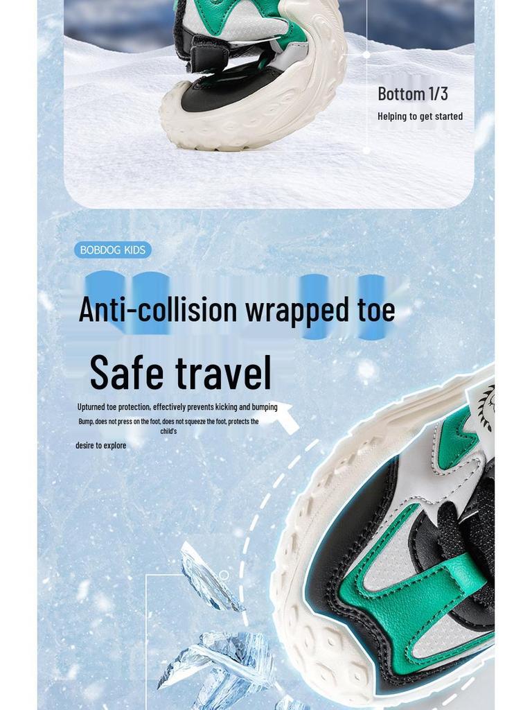 Bobodou Winter Velvet Kids' Sports Shoes - Trendy Two-Layer Warm Cotton Sneakers for Big Boys