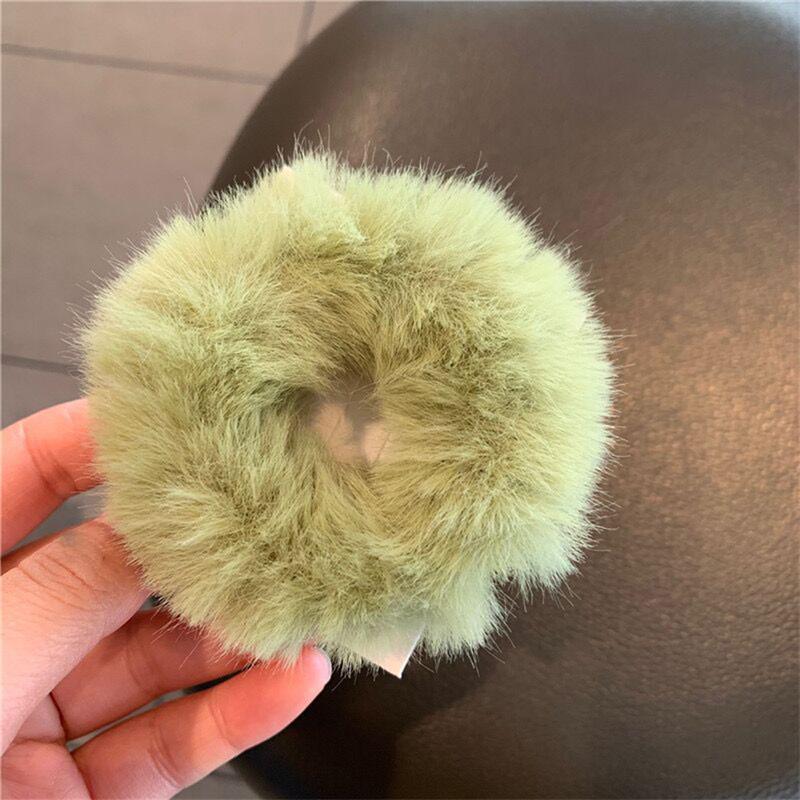Elastic Faux Fur Hair Bands Scrunchies Vintage Girls Solid Ponytail Holder Rubber Headband Ties Fashion Women Hair Accessories