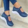 Rund tå Stickade Damskor med Tjock Sula Damskor Stor Storlek 35-43 Rutig Casual Damskor Sneakers Damer