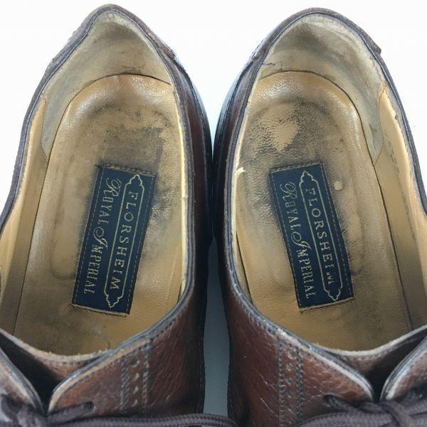 FLORSHEIM Royal Imperial Made in Italy Punched Cap Toe Shoes Brown size 7.5D 25.0-25.5 Men's(USED)