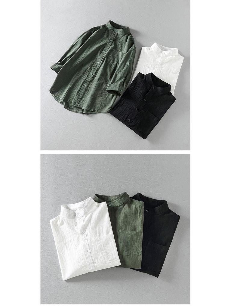 Men's Casual Short-Sleeve Linen Shirt - Summer Cotton Blend