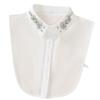 White Chiffon Detachable Collar Rhinestone False Collar Elegant Fake Collar  Women