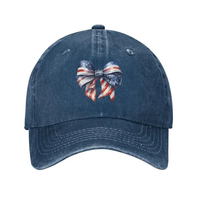Custom Cotton 4th Of July Ribbon Baseball Cap Outdoor Women Men's Adjustable Dad Hat Summer