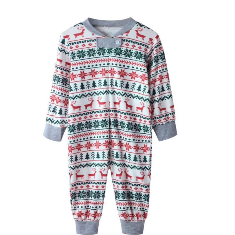 Family clothing Christmas parent-child clothing whole family clothing Spring and autumn elk printing parent-child pajamas homewear