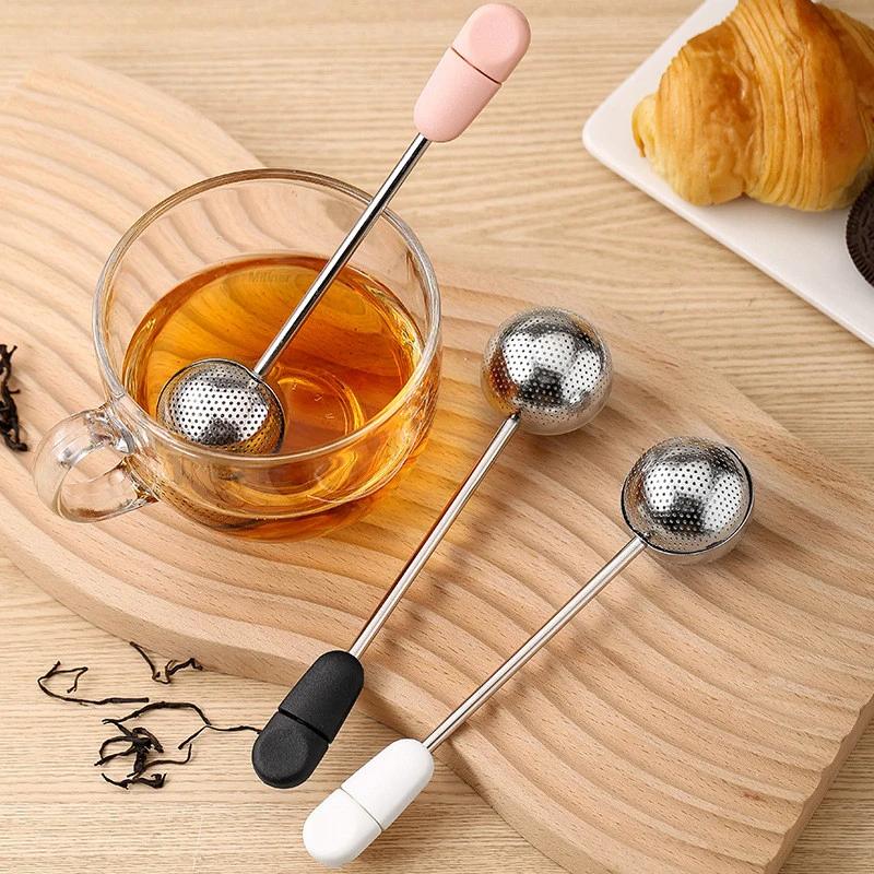 Drehbarer Edelstahl-Tee-Infuser Teekanne Gewürz-Teesieb für losen Tee Feinmaschiges Wiederverwendbares Teesieb Teezubehör