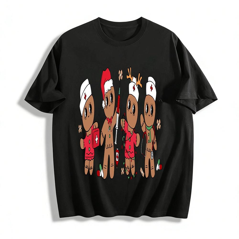 

Christmas Medical Gingerbread Man Graphic Top Pure cotton T-shirt XXS
