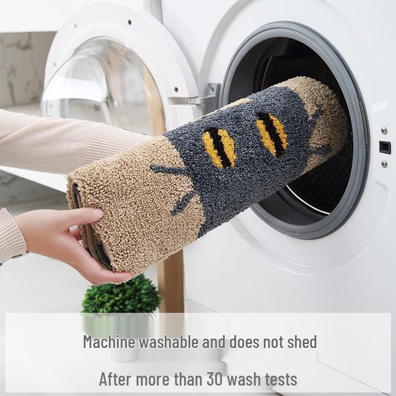 Cartoon Jacquard Non-Slip Floor Mat - Absorbent Foot Pad for Entrance, Bathroom, Bedroom, or Kitchen