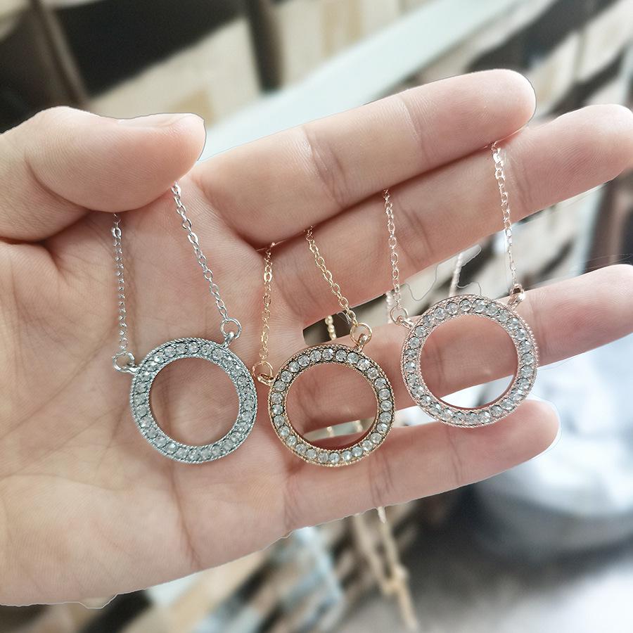 

European & American DIY Alloy Crystal Donut Pendant Necklace for Women рожевий колір золота