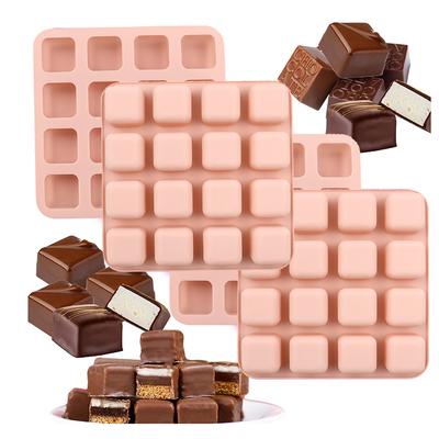 Quadratische Karamellbonbon Silikonform 16 Mulden Schokoladen-Trüffel Für Fat Bombs Keto Snacks Eiswürfelform Gummibärchen Gelee Wachsmelts