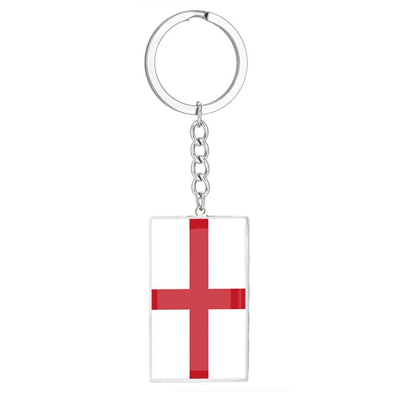 Stainless Steel Epoxy Canada Australia Flag Keychains Rectangle National Flag Pendant Car Key Chain