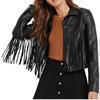 NOORA Women's & Girls 100% Real High Quality Soft Lambskin Leather Cropped Motor Biker Fringes Jacket Slim-fit, Beautiful Look