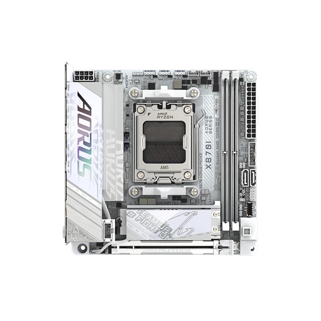 GIGABYTE X870I AORUS PRO ICE - AMD Ryzen White Mini-ITX Gaming Motherboard MB6574