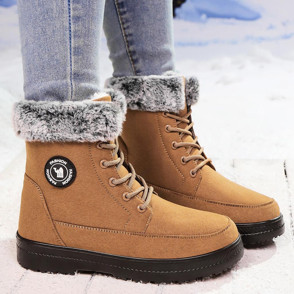 Shoes women's foreign trade snow boots TEMU2025 long boots piled thickened cotton shoes cold-proof and warm women's cotton boots