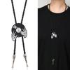 Mens Adjustable Leather Cord Bolo Tie with Enamel Metal Badge Pendant Western Rodeos Outfit Shirt Chain Necktie Necklace