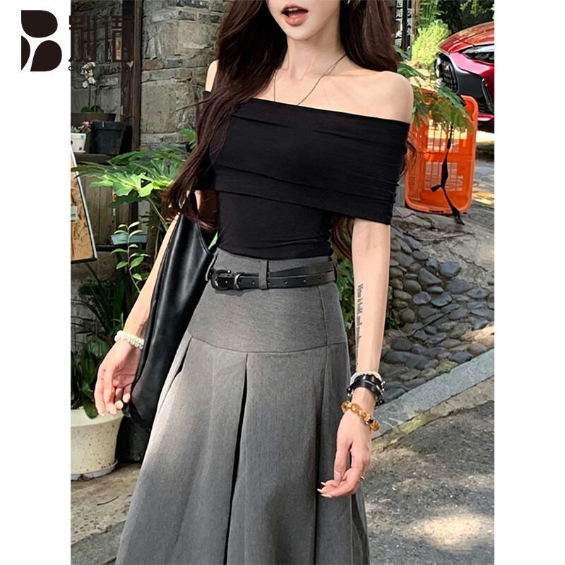 Women s Off-Shoulder Cropped T-Shirt L