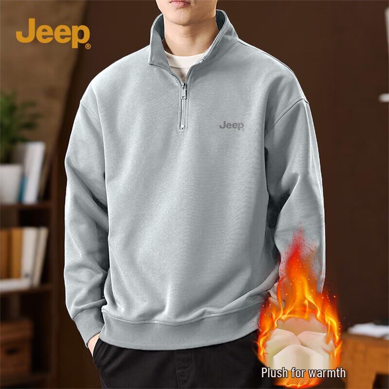 JEEP Men's Fleece-Lined Stand-Collar Half-Zip Sweatshirt
