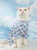 Pet Clothes Checkered Pajamas for Small Dogs Cats, Soft Comfortable Four - Legged Jumpsuit, Cute Moon & "DREAMS" Print Outfit