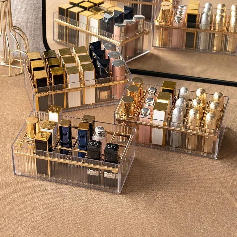 Lipstick Storage Box Clear Acrylic Cosmetics Storage Container Transparent Makeup Holder Lip Gloss Display Box Vanity Organizer