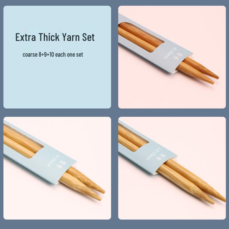 Karbonisierte Bambusgarn- & Schalstrickwerkzeug-Set - Gerade, dicke Nadeln zum Handstricken & Häkeln