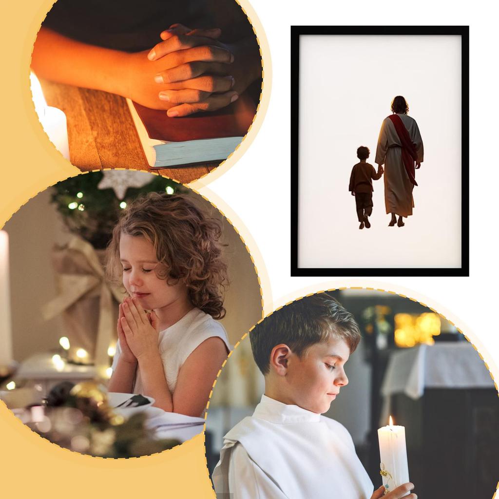 Jesus Wall Art LED Christian Religious Photo Frame Light up Jesus Art Wall Decor for Bedroom Living Room Entryway Office School
