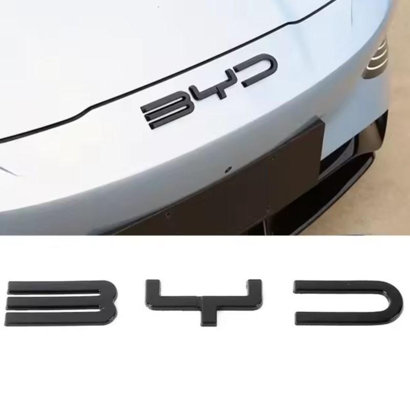 

For BYD SEAl HAN SONG YUAN DOLPHIN ATTO 3 Accessories Car Front Bumper Emblem Badge Decal Black Carbon Logo Refit Sticker чёрный
