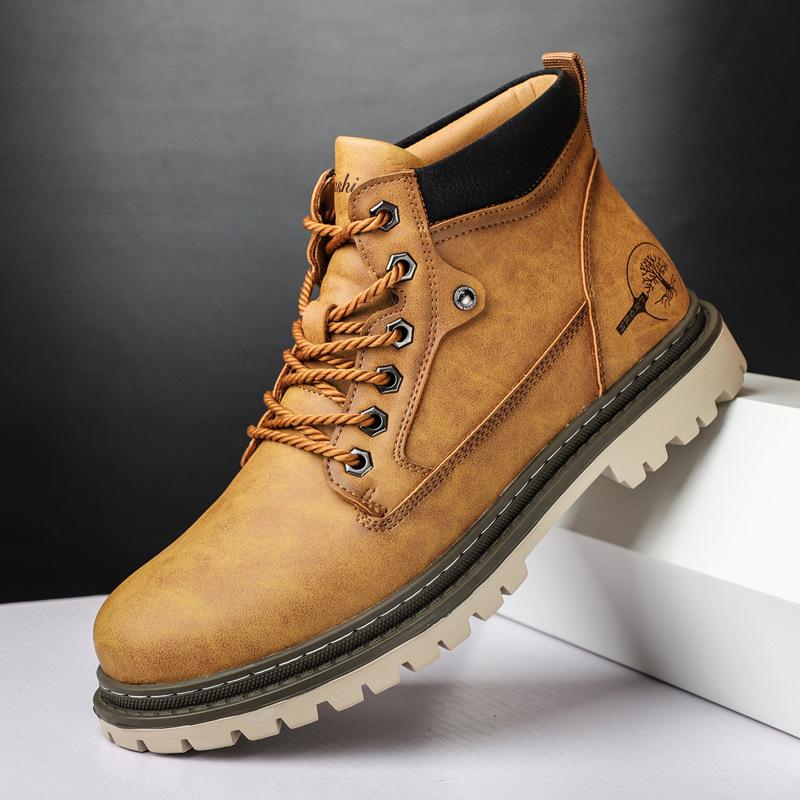 Luxury Men High Top Boots Autumn Vintage Men British Leather Boots Fashion Non Slip Motorcycle Boots Chelsea Botas Hombre 38-47