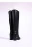 Women Modern Stylish Fashion Boots Boots Leather Black Boots Delda