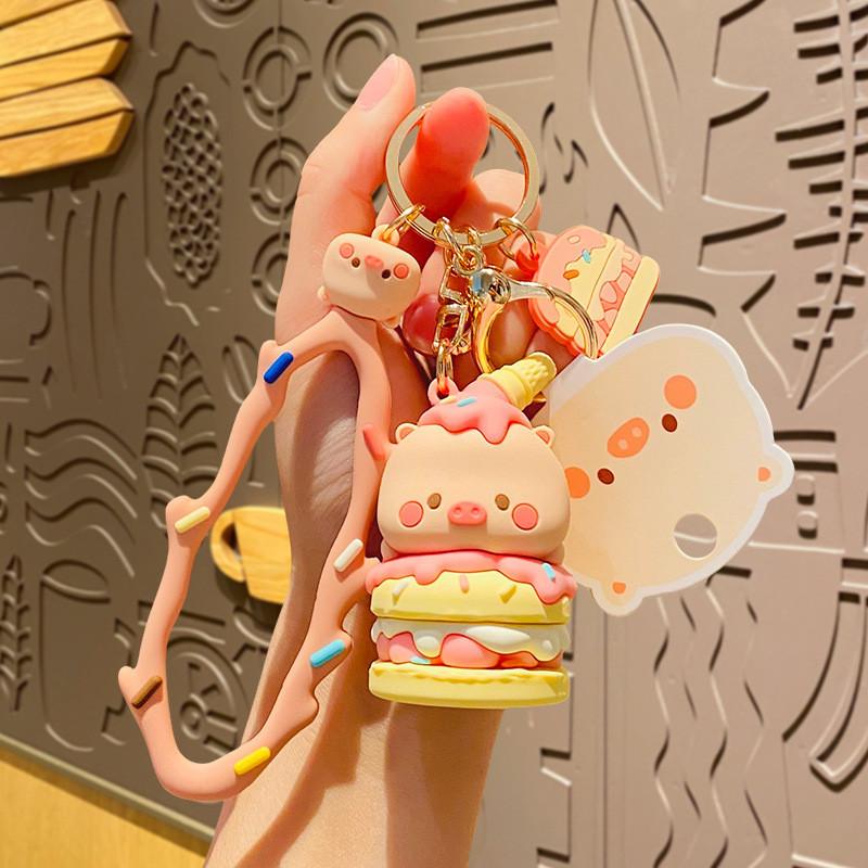 Cute Piggy Cartoon Keychain Adorable Silicone Accessory For Cars And Bags