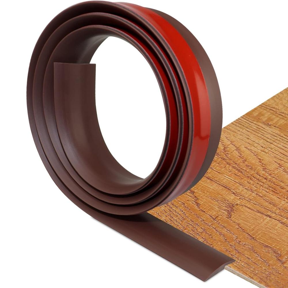 

1pc 1/2mX3cm Self-Adhesive Floor Transition Strip, Flexible Wood Grain Design Edging for Carpet, Laminate&Floors, Threshold 1mX3cm
