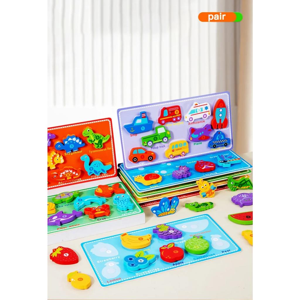 3D Puzzle Children's Early Education Toy Animal Transportation Velcro Sea Fruit Shape Funny DIY Paste Puzzle Toys Gifts for Kids