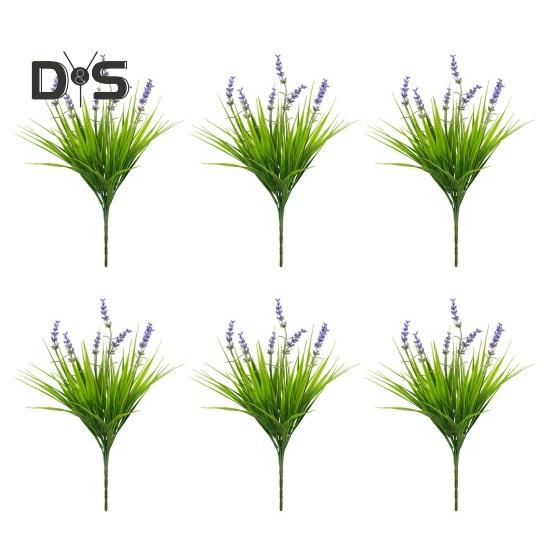 6pcs Non-fading Artificial Lavender Realistic Chic Window Garden Office Patio Hanging Planter