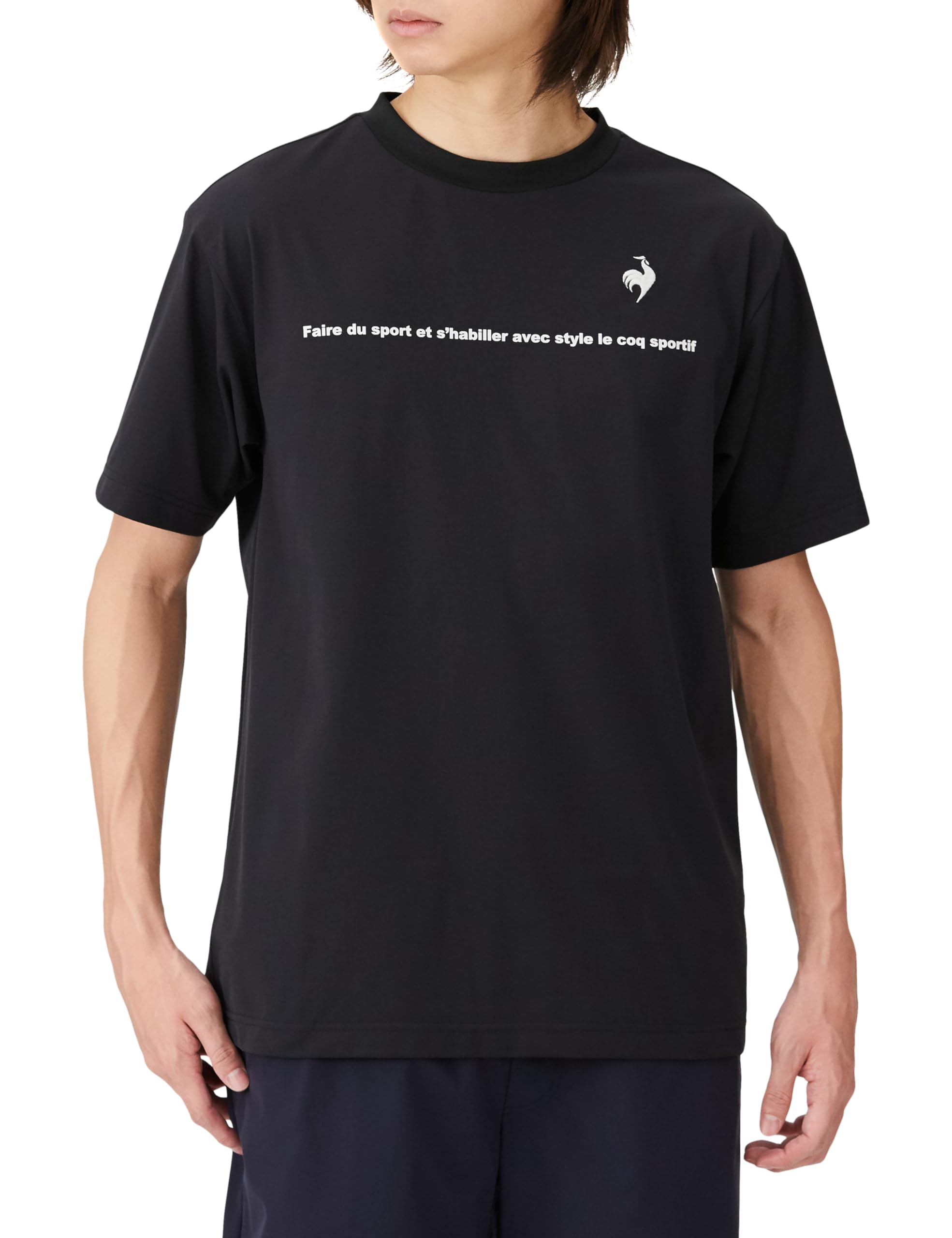 

Coq Short Sleeve Mock Sweat Quick Running [Le Sportif] T-Shirt, Neck, Absorbent, Drying, UPF50+ Training, Men s