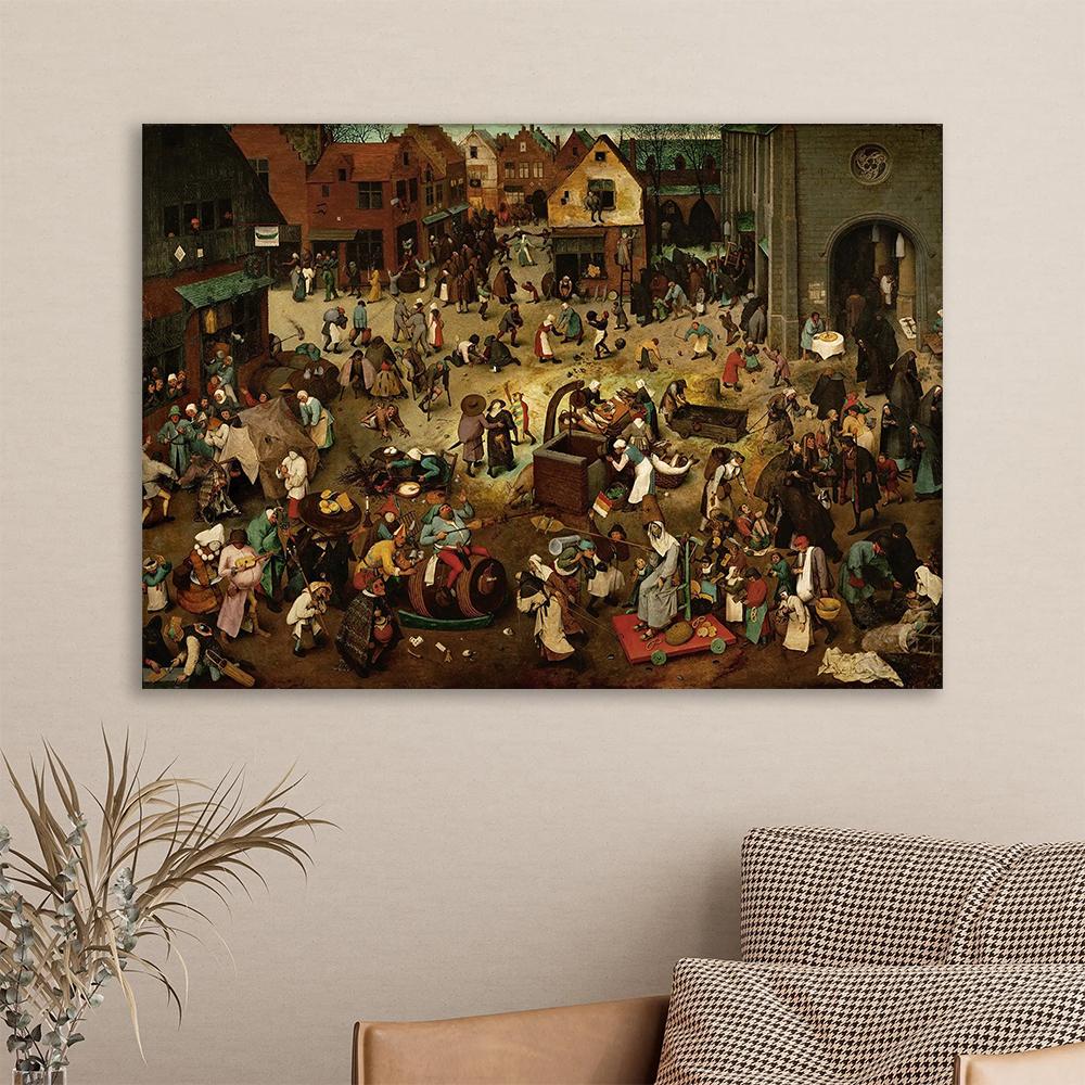Pieter Bruegel cel Bătrân Imprimeu Lupta dintre Carnaval și Post Artă Tablou pe Pânză Căderea Îngerilor Rebeli Poster Decor