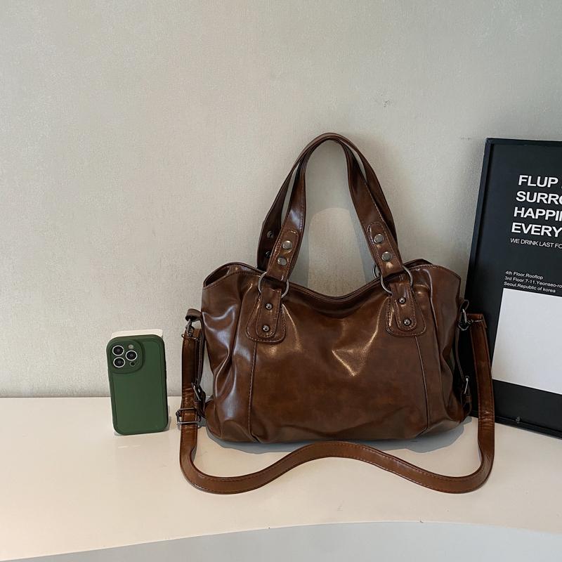 Vintage Damen PU Handtasche, Einfache Tragetasche, Messenger Bag mit großem Fassungsvermögen, Modische Alltags-Handtasche mit großem Fassungsvermögen, Vintage-Stil