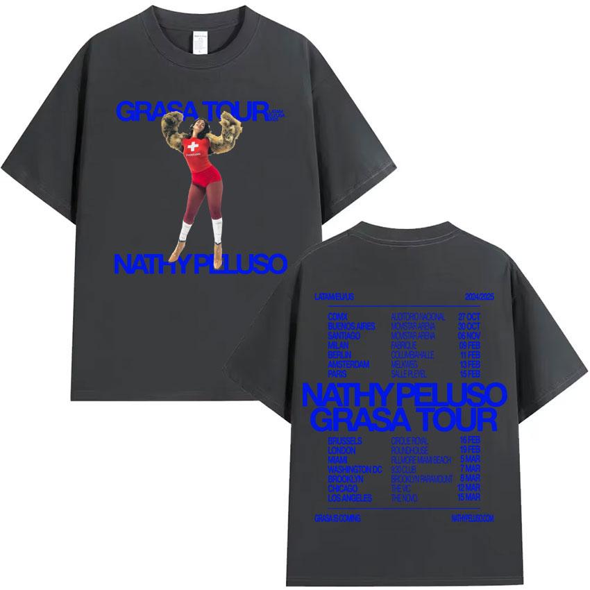Nathy Peluso Grasa Tour Album Graphics T Shirt Fashion High Quality Tshirt Mens Women Cotton Summer Tee Shirt Streetwear Unisex