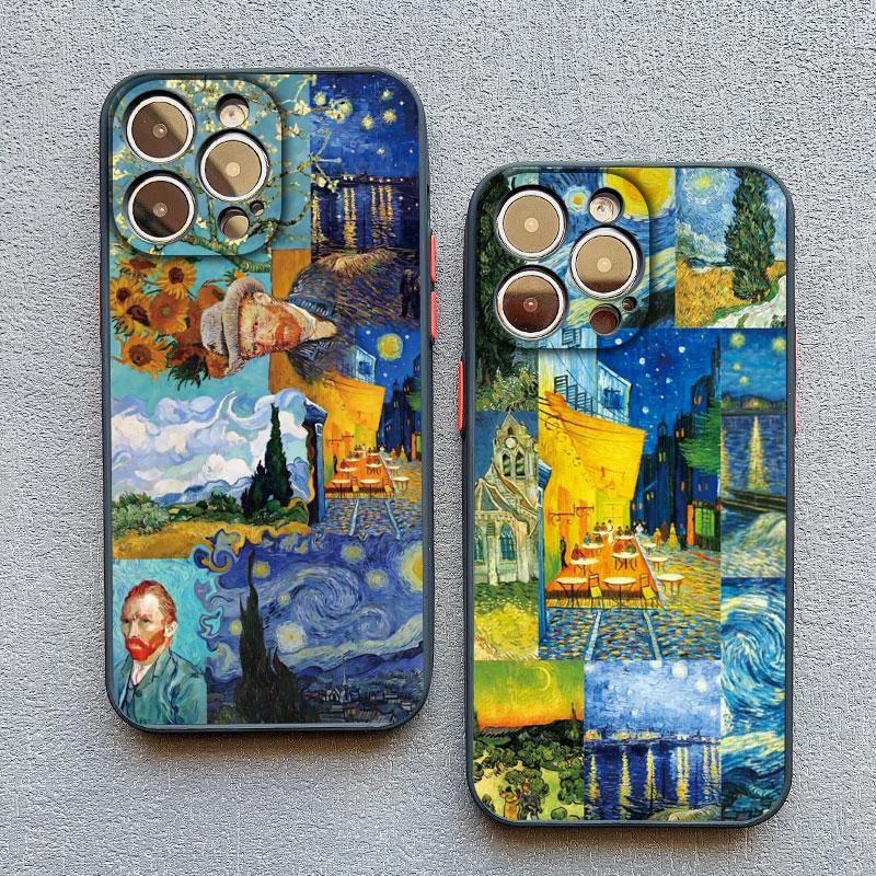 Vintage Van Gogh Phone Case for iPhone 16 13 12 Mini 15 11 14 Pro Max Illustration Case for iPhone 8 7 Plus SE X XS XR Cover