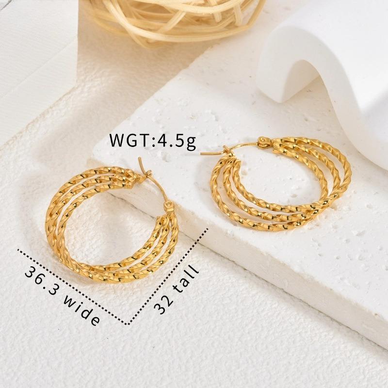 Gold Stainless Steel Earrings Light Luxury Premium Exaggerated Plain Ring Earrings