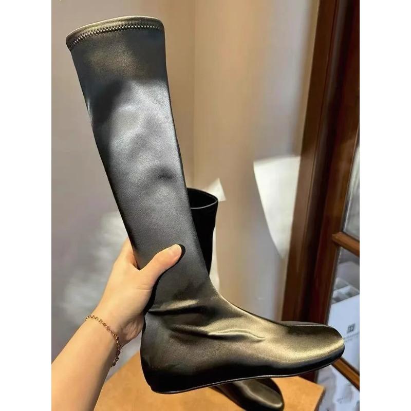 Autumn and Winter New Round Head High Elastic Boots Socks Boots Women's Fashion Temperament Flat Boots