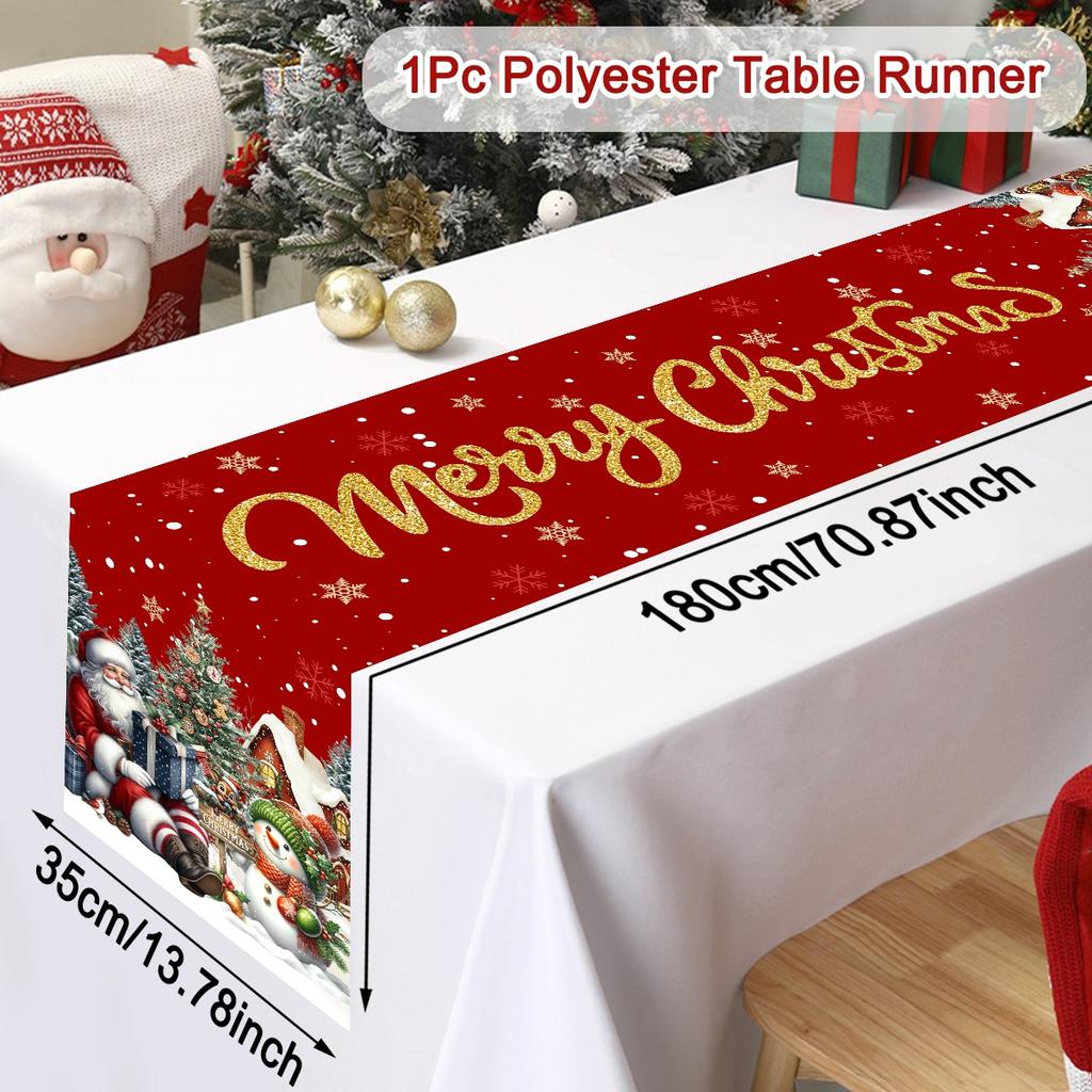 2025 Merry Christmas Santa Table Runner - Kitchen Dining Table Decor | Navidad Home Winter Holiday Gift