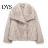 Individual Style Coat Auutmn Winter Lady Cardigan Faux Fur Thickened Plush Turn-down Jacket Collar Pure Color Long Sleeves Solid Women