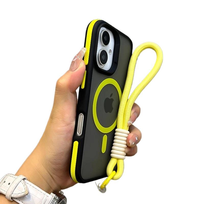 Luxus mit Lanyard Magsafe Mattes Durchscheinendes Case für iPhone 16 12 13 14 11 15 Pro Max Plus Magnetische Kabellose Ladehülle