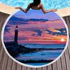Lighthouse Round Beach Towel with Tassels Microfiber Quick Dry Beach Blanket Sand Free Absorbent Swim Pool Circle Towel Yoga Mat