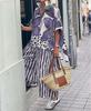 Floral Print Short Sleeve Top and Striped Wide Leg Pants 2-Piece Set