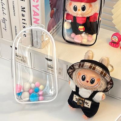 Boîte de Rangement Organisateur Protecteur Transparent Pour Poupées en Peluche Jouet Sac d'Extérieur avec Porte-Clés Accessoires de Poupée