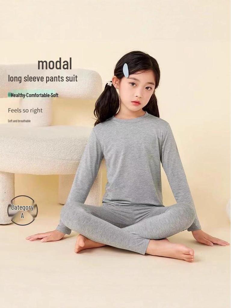 Modal-Schlafanzug und Loungewear-Set für Kinder für Frühling/Herbst - Leichtes Klimaanlagen-Anzug für ältere Kinder