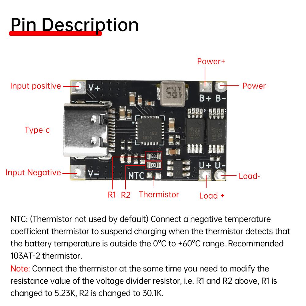TP5000 5V 3A Lithium Li-ion Battery Charging Board Step Down Charge Module Charge Management Power Supply Type-C DC 4.5-12V