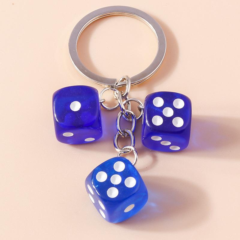 Cuet Resin Geometric Dice Keychain Keyring Pendants for Women Men Car Key Holder Handbag Pendants Charms DIY Jewelry Gifts