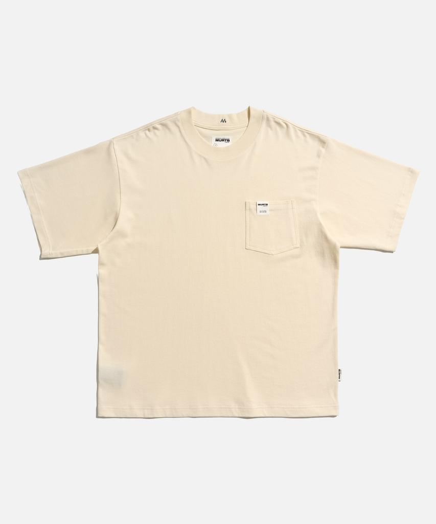 Mideueobdeiteu Vertical Ribbed Pocket Ss Tee Tee Cream
