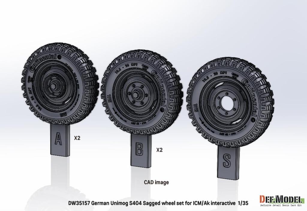 Diff Model 1/35 Scale Modern German Unimog S404 Weight-Deforming Tire Set (for AK Interactive/ICM) Plastic Model Kit Parts DW35157